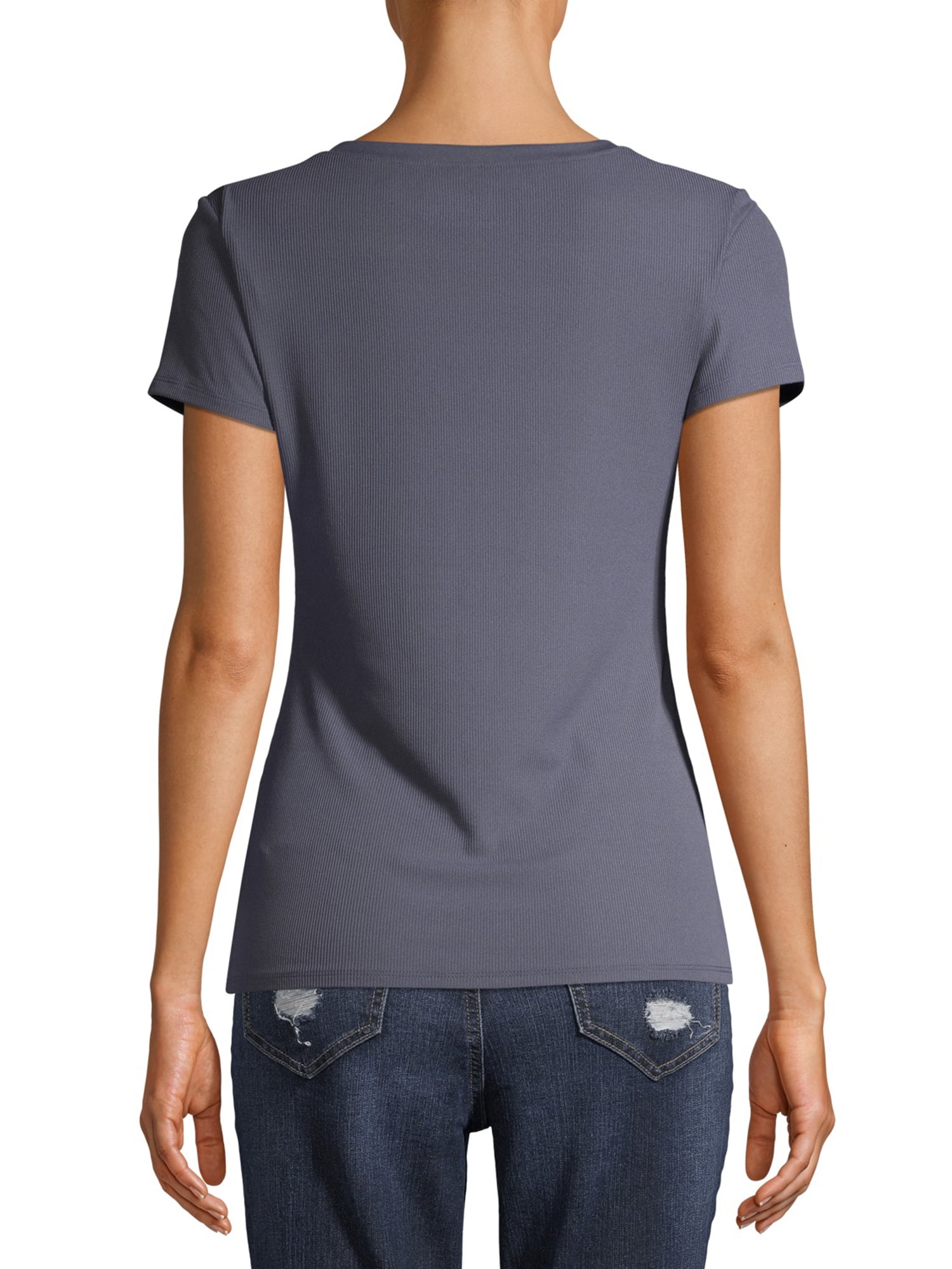 No Boundaries Juniors' Brushed V-Neck Short Sleeve T-Shirt