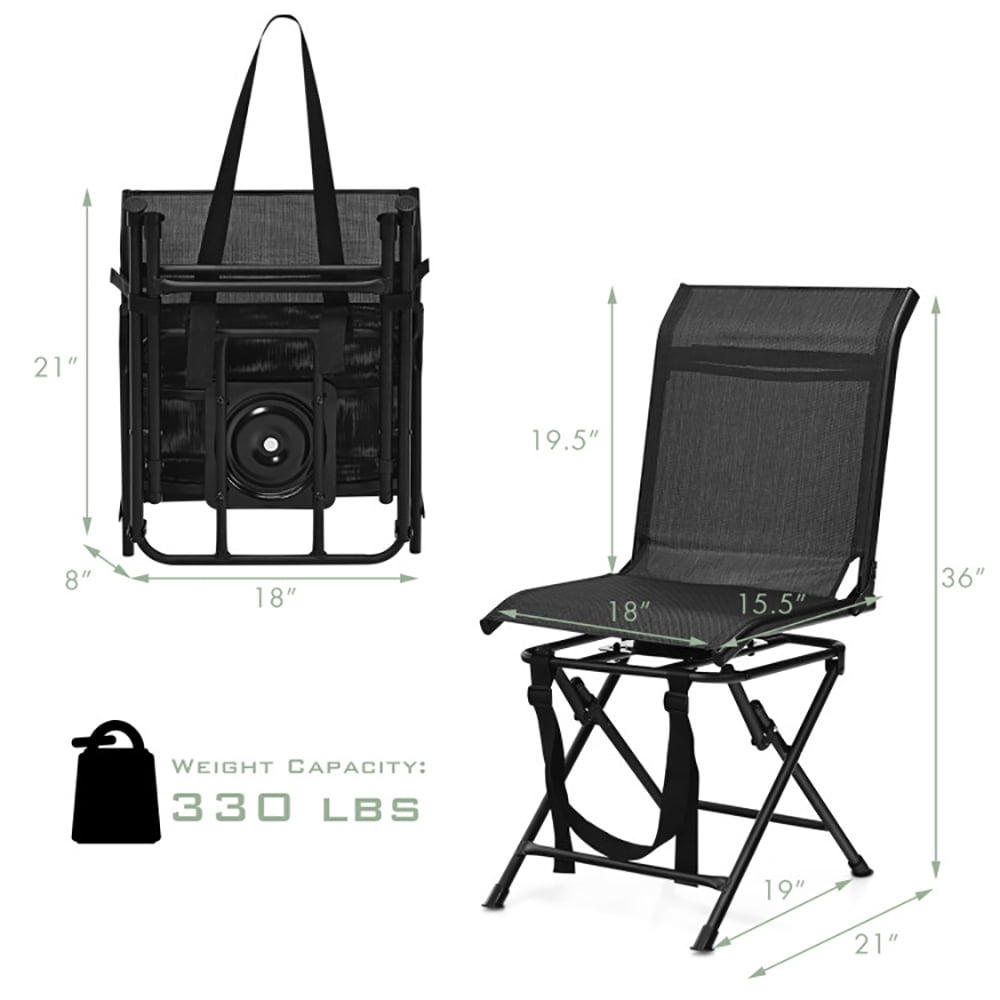 Aimee Lii All-weather Outdoor Foldable 360-Degree Swivel Chair with Iron Frame, Folding Camping Lawn Chairs, Black Aimee Lii All-weather Outdoor Foldable 360-Degree Swivel Chair with Iron Frame, Folding Camping Lawn Chairs, Black