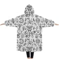 thumbnail image 2 of Oversized Wearable Blanket Hoodie,White Gothic Hand Butterfly Pattern Sherpa Blanket Hoodie with Super Pockets,Super Warm Fuzzy Pullover for Women & Men, 2 of 6