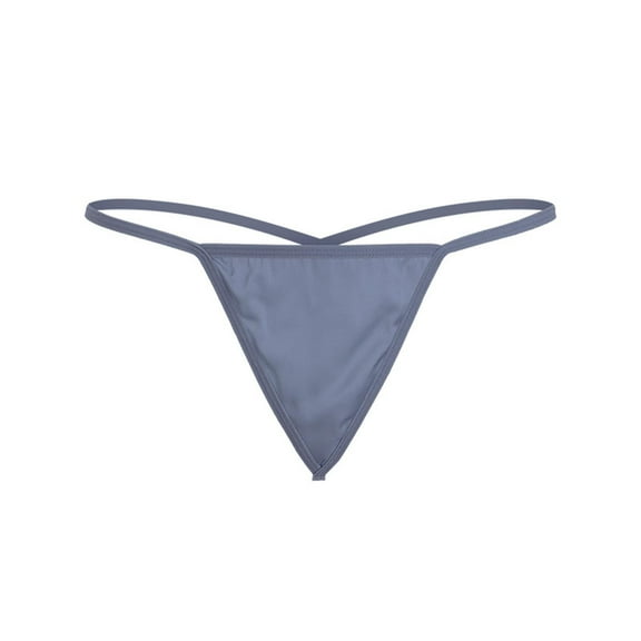 Ladies Satin Low-Rise Solid Color Thin Belt Sexy Thong Panties - Machine Washable, Comfortable Fabric, for Home Wear