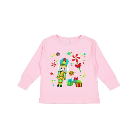 

Inktastic Holiday Nutcracker and Candy for Christmas Gift Toddler Boy or Toddler Girl Long Sleeve T-Shirt