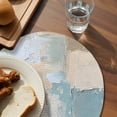 thumbnail image 3 of Modern Abstract Round 13 Inch Placemats Set of 4, Blue Brown Color Blocks HeatResistant Non Slip Place Mats for Dining Table, Wipeable Braided Kitchen Table Mats for Housewarming, 3 of 9