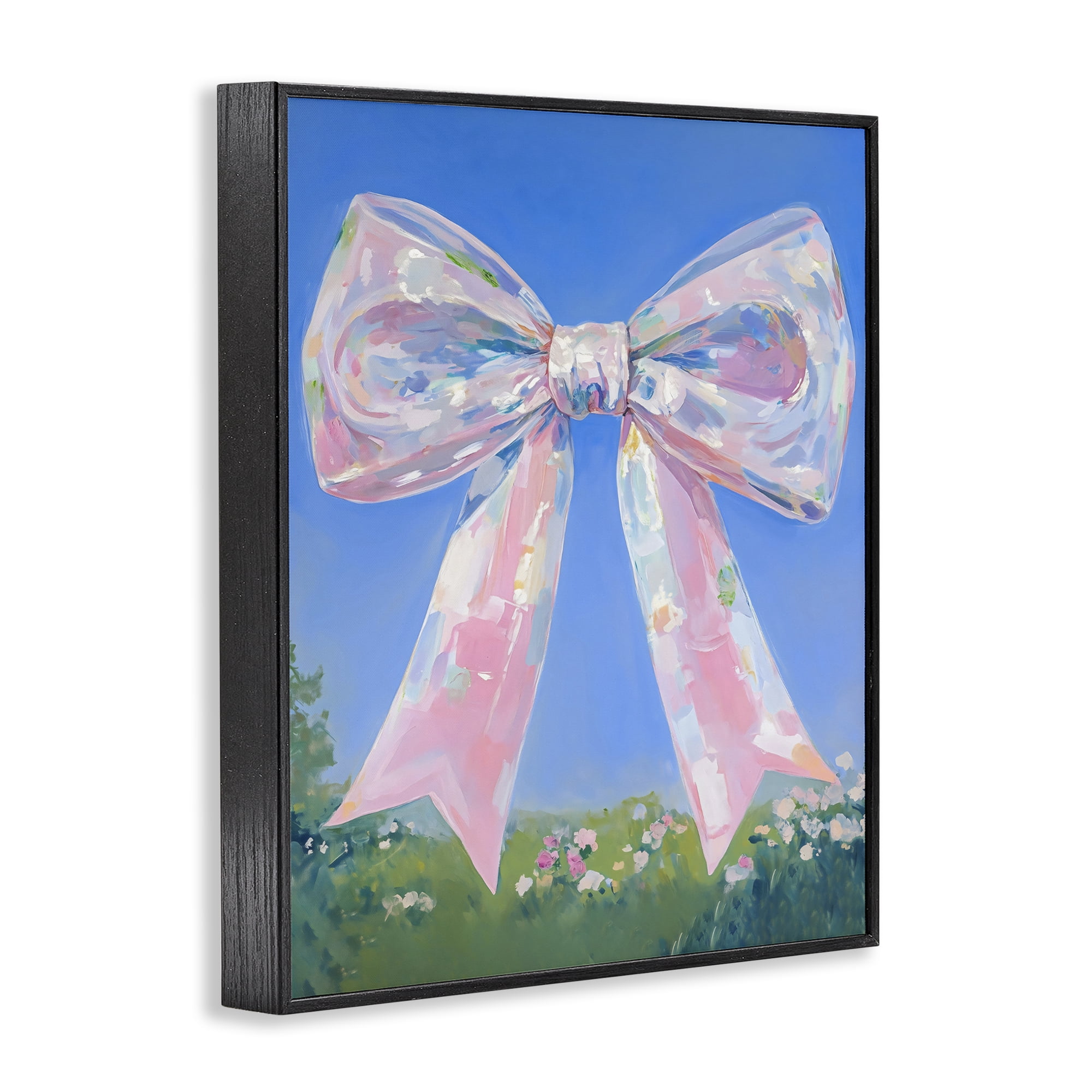 Stupell Industries Iridescent Pink Bow in Meadow Black Framed Giclee Art, design by The Prints Vibe