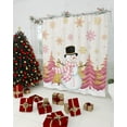 thumbnail image 3 of Hokiten Shower Curtain, Pink Snowman, Fabric Shower Curtains for Bathroom, Christmas Blush Pine Tree Snowflake Bath Curtain Waterproof Bathtub Curtains with 12 Hooks, Extra Long 72" x 96", 3 of 7