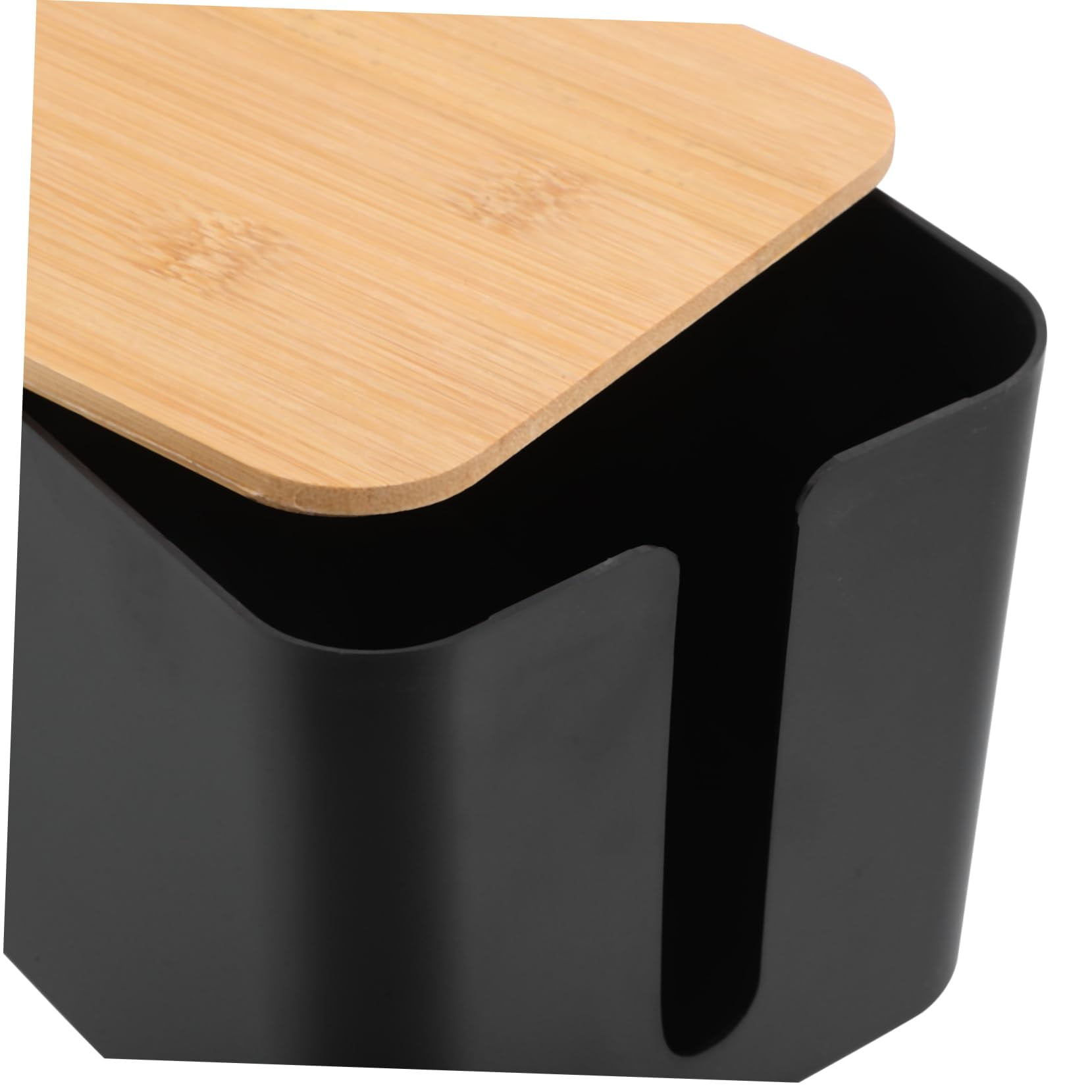 Extension Cord Organizer Cable Management Box Desk Cord Organizer for Office (Black bamboo cover with three holes)
