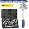 thumbnail image 3 of 12 in 1 Interchangeable Heads Ratcheting Combination Wrench Set, 8-19mm Metric Flex  Ratchet Wrench Tool for Auto, Tools for Men Gifts, 3 of 6