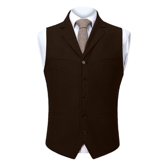 Yaoyar Mens Solid Color Turn Down Collar Single Button Multi Pocket Suit Style Vest Functional Design Formal Casual Wear Blazer Alternative Vest