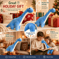 thumbnail image 3 of Dinosaur Plush Toy - Long-Necked Dinosaur Design, Soft Plush Material, Christmas Gift, Cuddly & Decorative, Suitable for Playtime & Bedtime, Perfect for Dinosaur Lovers, Blue, 13.8*7.9in, 3 of 10
