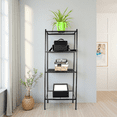 thumbnail image 2 of Tcbosik 4-Tier Ladder Shelf, Freestanding Storage Rack, Bookshelf Bookcase with Metal Frame for Home Office, Living Room, Bedroom, Kitchen, Black, 2 of 7