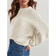 thumbnail image 4 of Women'S Casual Long Sleeve Sweaters Loose Crewneck Knit Solid Pullover Sweater Jumper Tops White XL, 4 of 5