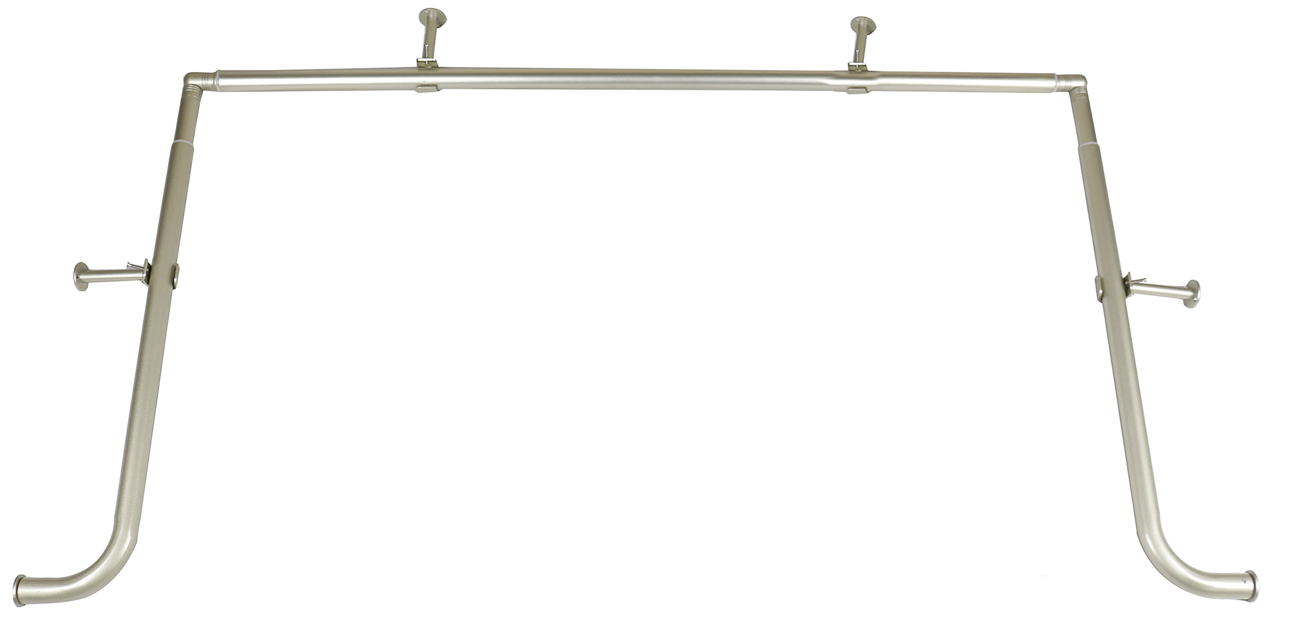 Meriville 1inch Diameter Bay Window Curtain Rod Set for Bayview Windows, Pewter