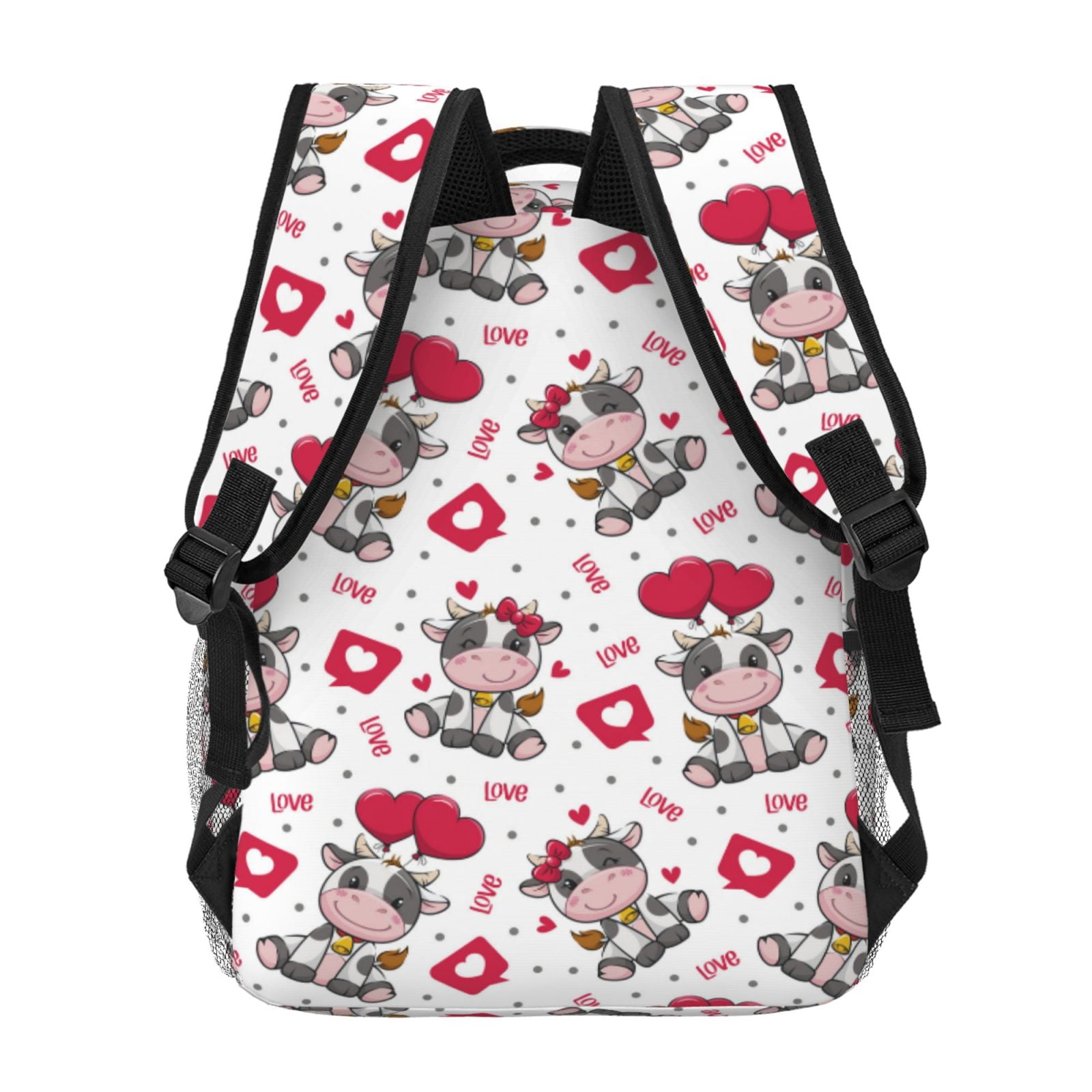 Ratiio Caring Cow Print Eco-Friendly Casual Backpack, Water-Resistant Polyester Canvas Daypack with Smooth Zippers, Comfortable & Durable Travel Bag with Laptop Compartment