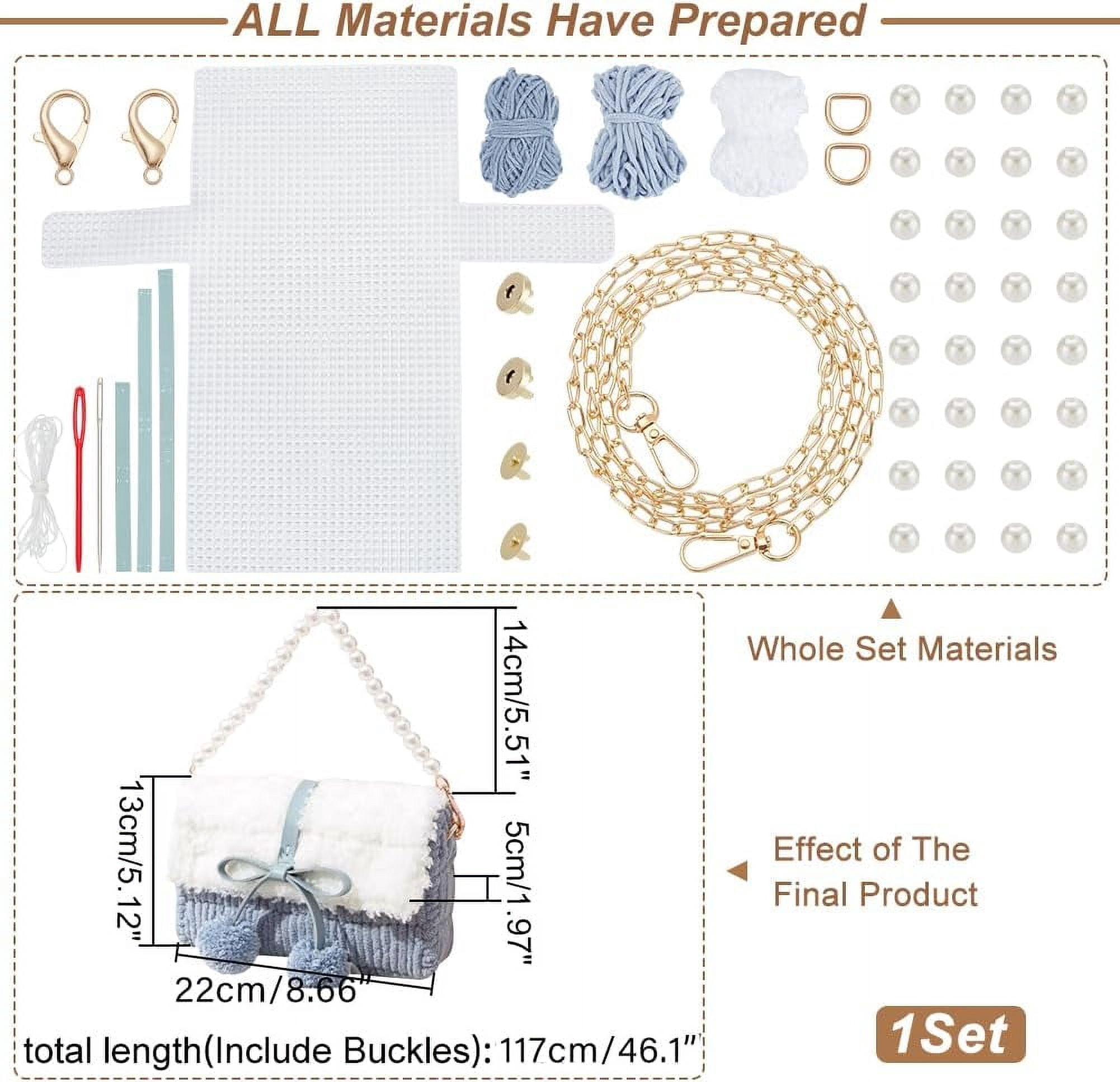 DIY Knitting Crochet Handbags Kit Mesh Plastic Canvas Kit for Shoulder Bags DIY Knitting Crochet Crossbag Materials Handmade Purse Stitching Kit for DIY Crafting Embroidery Projects Black