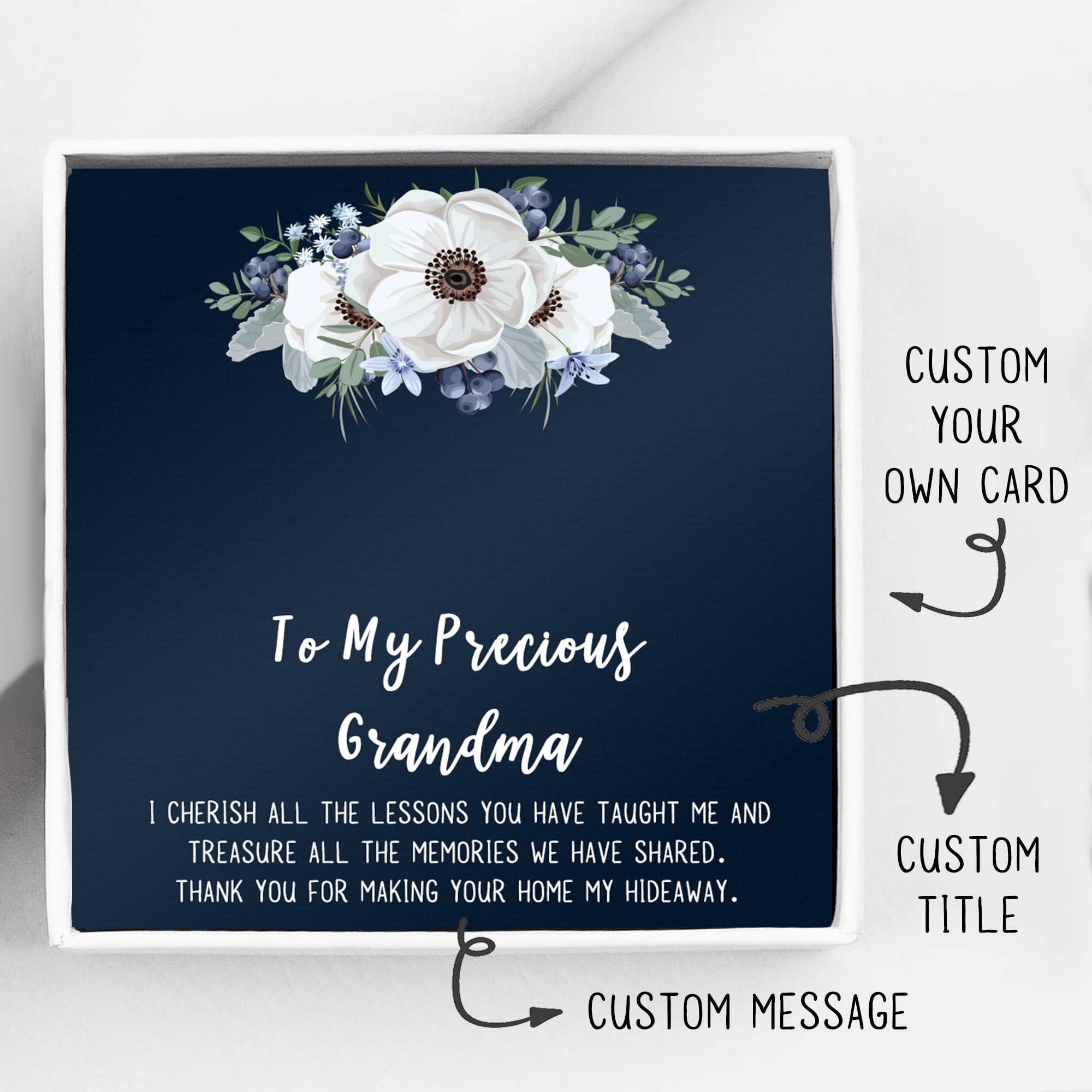 To My Precious Grandma Mother's Day Necklace, Mother's Day Gift, Mother's Day Card Necklace, Mother's Day Gift for Grandma, Gold Infinity Rings Mother's Day Necklace [Rose Gold, Personalized Card]