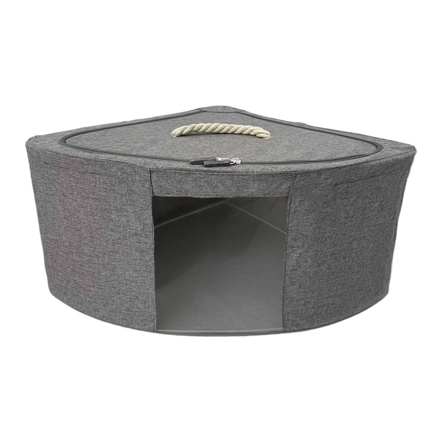 Cesta de almacenamiento de esquina, contenedor de ropa, caja organizadora triangular para el baño. 47cmx47cmx28cm Gris