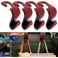 thumbnail image 1 of czcpp-4PCS Car Seat Hooks, Bling Car Rhinestone Headrest Hooks, Universal Bling Car Interior Accessories, for Handbag, Clothes, Purse, Water Bottle (Red), 1 of 4