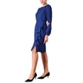thumbnail image 4 of INSPIRE CHIC Vestido de Trabajo para Mujeres con Cuello Redondo, Manga de Pulsera, Volantes en la Parte Frontal, Vestido Lápiz S Azul Real, 4 of 5