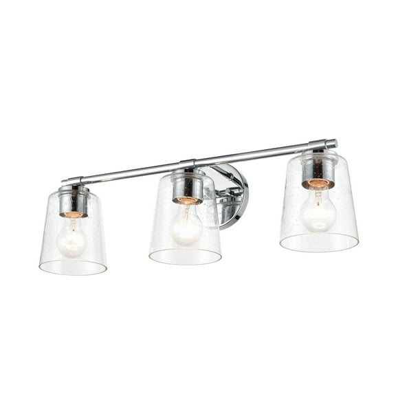 Millennium Lighting 3 Light Bathroom Vanity Fixture with Clear Seeded Glass Shades Chrome Chrome Polished