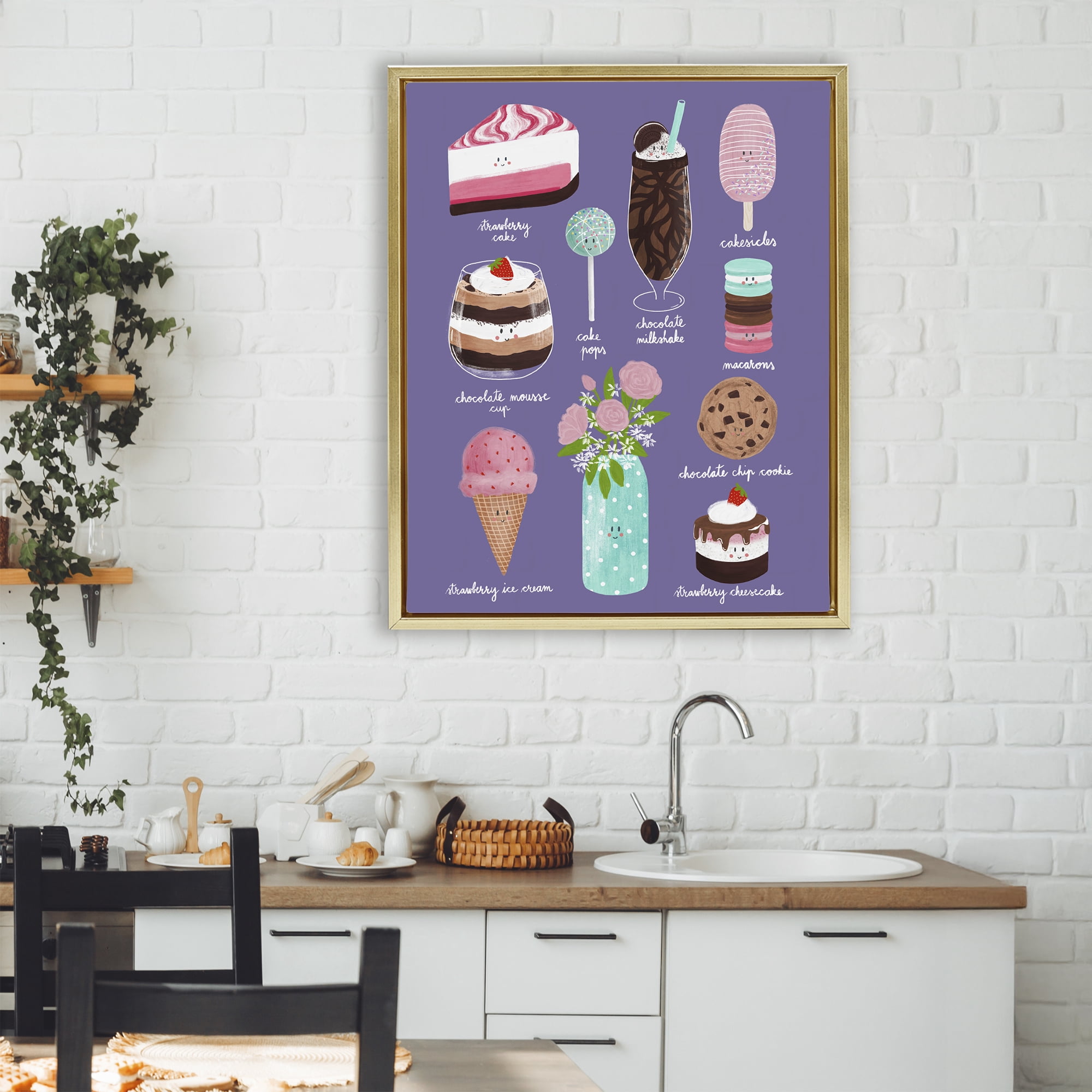 Stupell Industries Decadent Desserts & Flowers Gold Framed Floater Canvas Wall Art, design by Metka Hiti