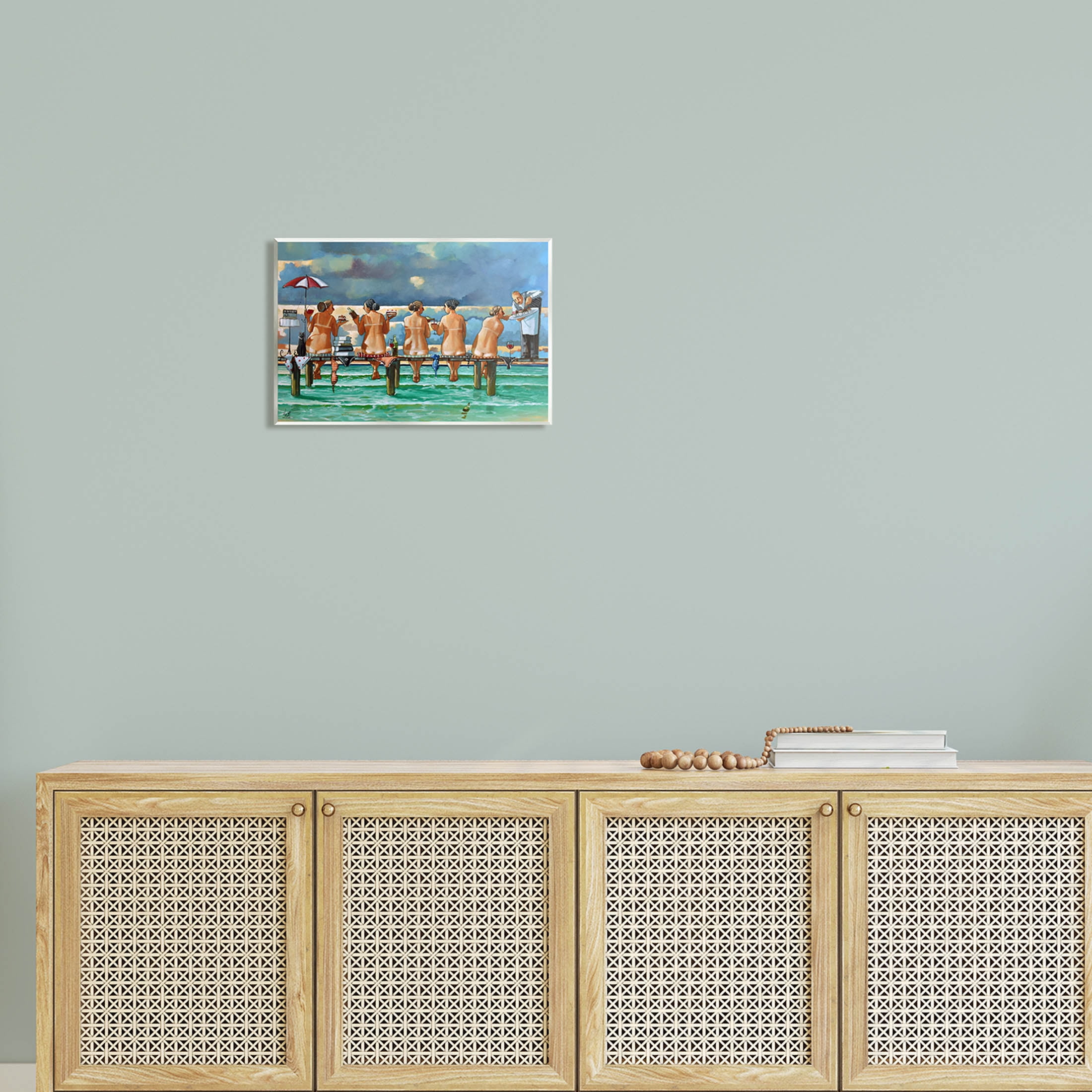 Beach Dock Women Summer Fun Coastal Painting Unframed Art Print Wall Art
