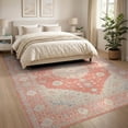 thumbnail image 3 of ODIKA Peach Boho Vintage Distressed Scroll Border Bordered Trellis Non-Slip Chair-Friendly for Dining Room, Large Office, Lounge, 3 of 7