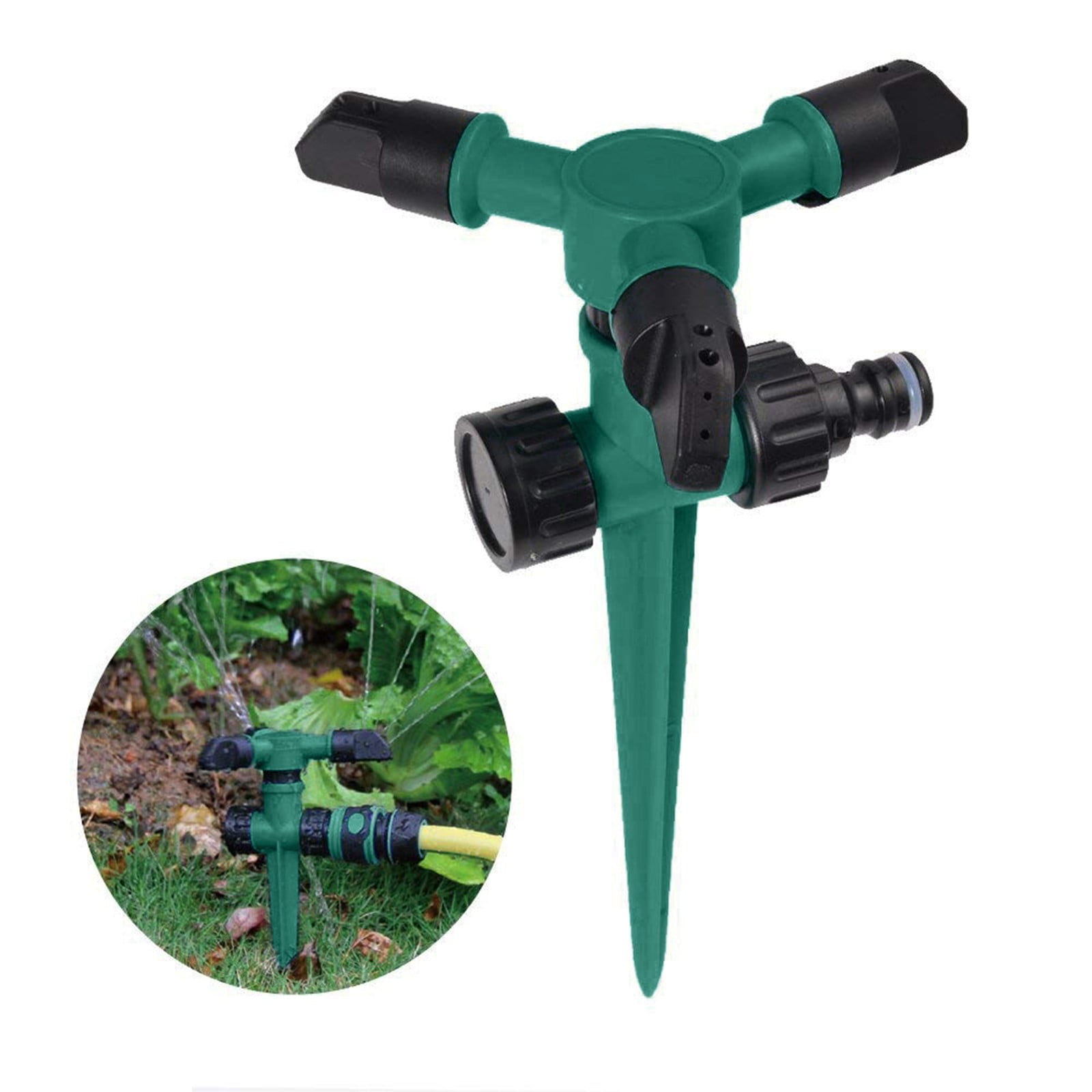 Automatic 360° Rotating Garden Sprinkler Lawn Watering Irrigation 3-Arms System 