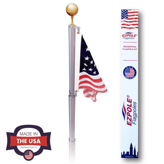 EZ-Pole Liberty 17 ft. Aluminum Telescopic Flagpole Kit with Swivels