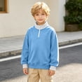 thumbnail image 2 of YUANxueke Boys & Girls Fleece Color Block Sweatshirt Long Sleeve Zip Up Mock Neck Pullover Top,Blue,7 Years, 2 of 8