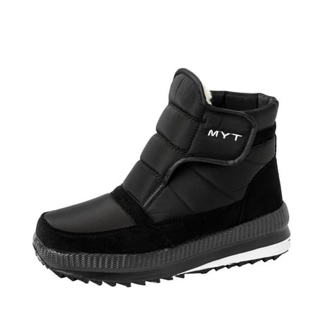 

Juebong Winter Boots Women Waterproof Snow Shoes Flat Casual Ankle Boots Plus Size Shoes Black Size 5.5