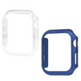 thumbnail image 1 of 2 Pack Compatible for Apple Watch Case 44mm [NO Screen Protector] Series 6 5 4 SE, Hard PC Bumper Case Protective Cover Frame Compatible for iWatch 44mm,transparent + original blue, 1 of 5