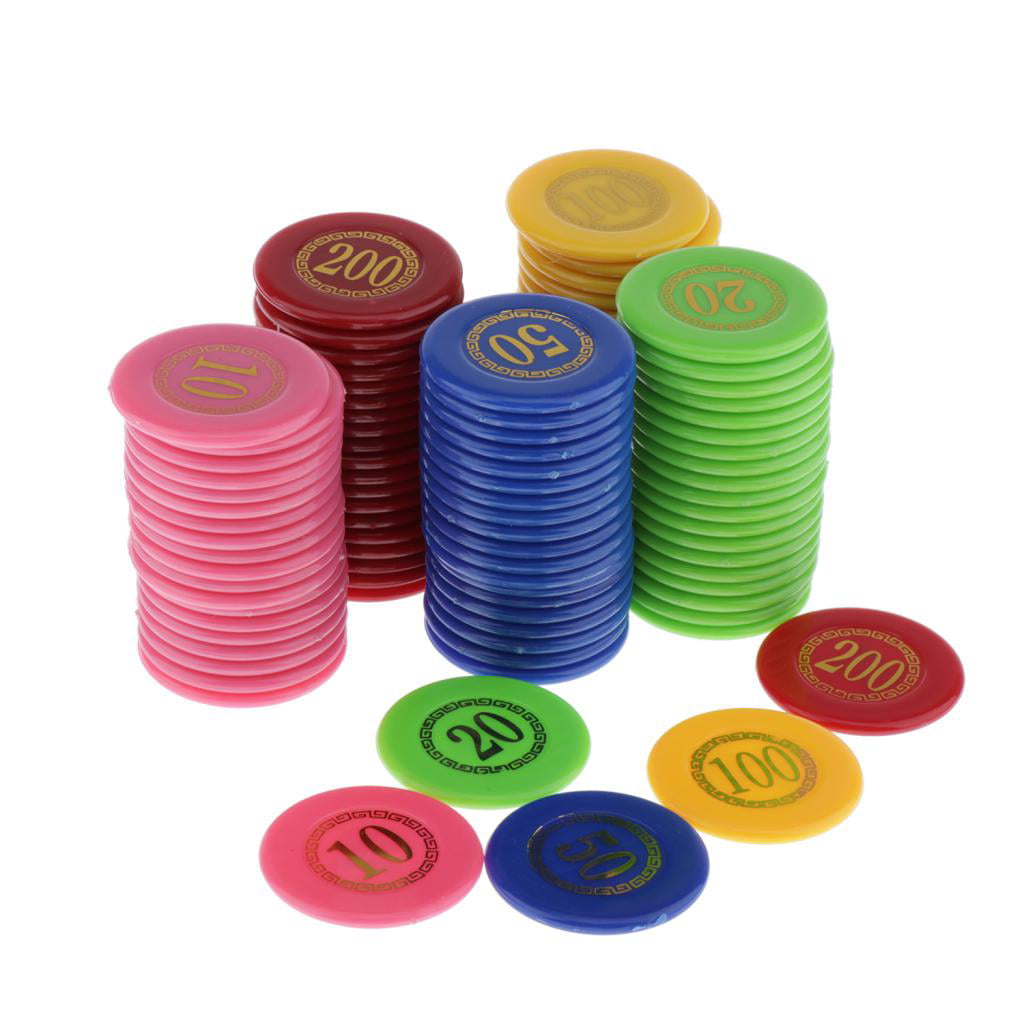 Casino Poker Chips Plastic Card Bingo Markers Game Token Counter 100 Pieces 