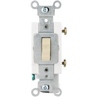 Leviton Commercial Toggle Switch R01CS120-2I - Single Pole, Grounded - Ivory