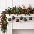thumbnail image 2 of MERILER 9 Piece Plaid Christmas Ball Ornaments Set Fabric Wrapped Hanging Baubles Plastic Xmas Tree Decorations Holiday Home Party, 2 of 6