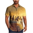 thumbnail image 1 of Mens Casual Manga Corta Botón Abajo Camisas Turndown Cuello Blusa de Impresión, Poliéster Ligero Top de la Moda para el Verano Al Aire Libre Y el Uso Diario, 1 of 6