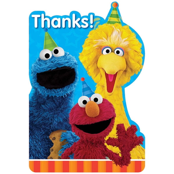 SESAME STREET P is for Party INVITES &THANK YOUS 8 ~ Birthday Supplies Elmo 