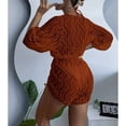 thumbnail image 3 of Conjunto de traje de baño de 3 piezas para mujer, sujetador con cuello Halter, bragas de corte alto, traje de baño de verano con cubierta, Color caramelo L, 3 of 5