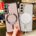 thumbnail image 4 of Compatible with Samsung Galaxy S21 Magnetic Phone Case,Compatible with Magsafe Luxury Plating Cute Clear Case Women Candy Color Edge Soft Silicone Shockproof Bumper Cover (Purple), 4 of 6