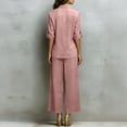 thumbnail image 5 of Laqbezok Women's Cotton Linen 2-Piece Set, Casual 3/4 Sleeve Button Down Shirt and Wide Leg Pants Outfit, Loose Fit Solid Color Summer Lounge Tracksuit with Pockets, 5 of 6