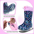 thumbnail image 6 of HSYAAMOO Girls Kids Rain Boots Colorful Polka Dots – Waterproof Lightweight Easy-on Drawstring Non-Slip Rubber for Outdoor Play, 6 of 7