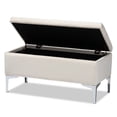 thumbnail image 2 of Bowery Hill Beige Velvet Silver Finished Storage Ottoman, 2 of 11