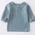 thumbnail image 2 of ameIAEA Toddler Shirts Boys Girls Long Sleeve Button Shirt Solid Color Crewneck Tops 1-6T, 2 of 6