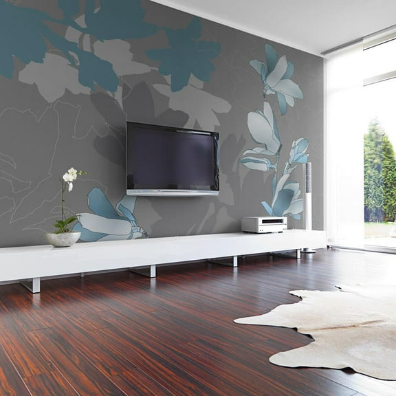 Tiptophomedecor Floral Wallpaper Wall Mural - Blue Magnolias
