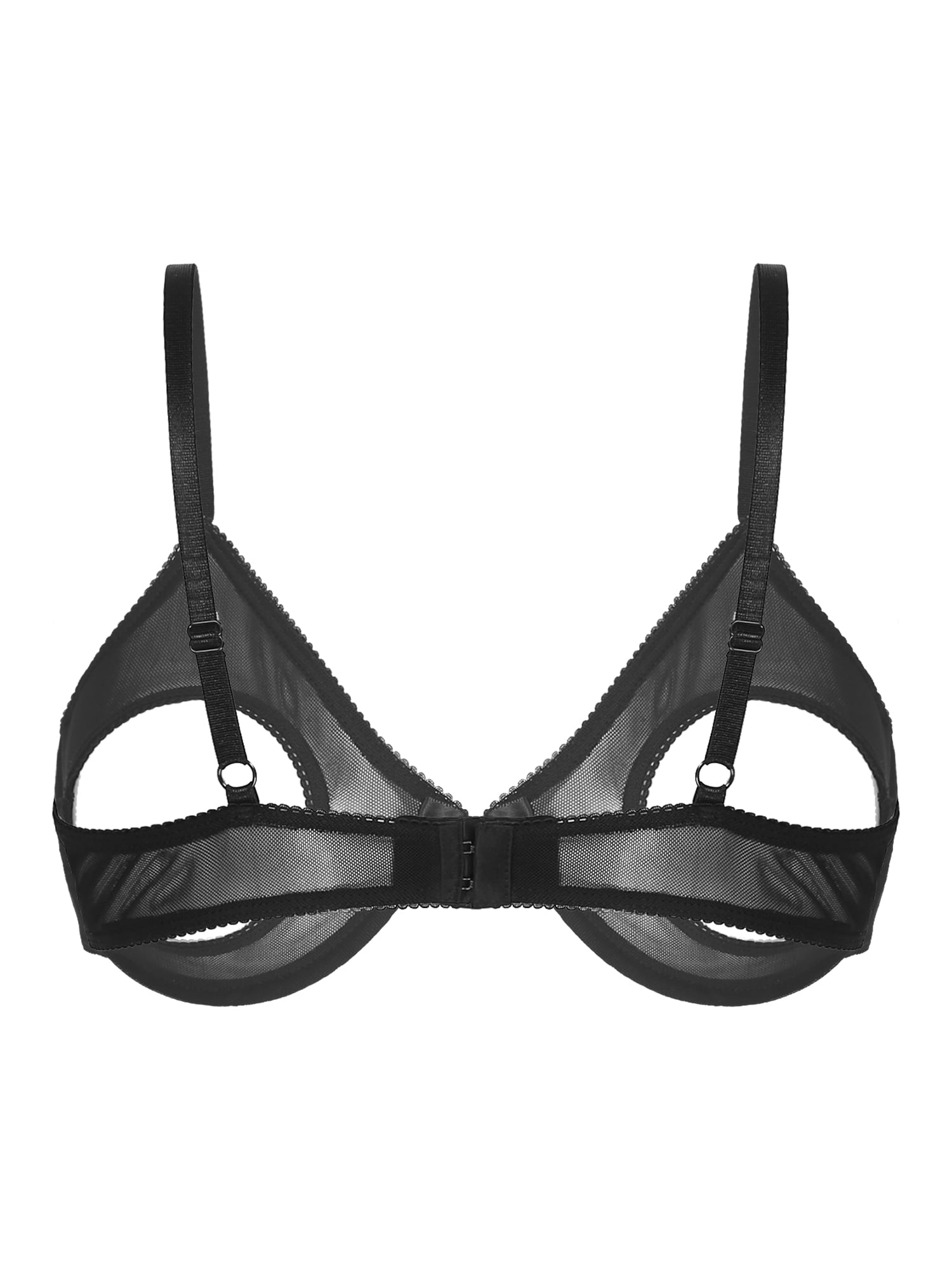  YiZYiF Women's Sexy Sheer Bra See-Through Mesh Lingerie Low-Cut  Unlined Everyday Bra Spaghetti Straps Black Small: Clothing, Shoes & Jewelry