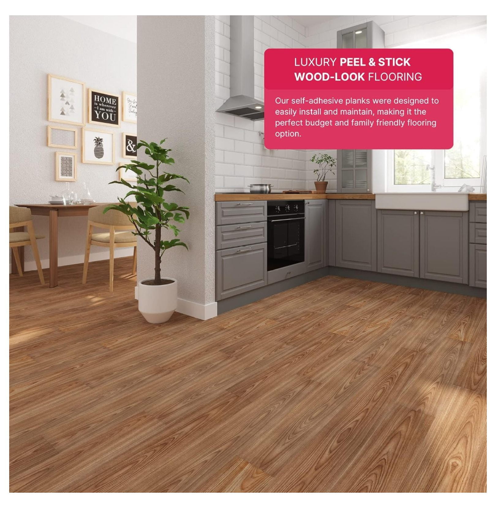 Luxury Vinyl Floor Tiles-Peel & Stick Adhesive Flooring for DIY Installation-Sample Wood-Look Plank-6 inch x 12 inch