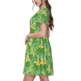 thumbnail image 2 of Naloa Cartoon Frog And Lotus Leaf Print Womens Summer A-Line Dress with Pockets,Short Sleeve Dresses,Flowy Beach Swing Dress for Vacation Travel, 2 of 6