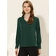 thumbnail image 2 of INSPIRE CHIC Blusa elegante de manga larga con cuello en V y volantes para mujer Verde oscuro L, 2 of 5