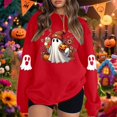 thumbnail image 4 of Halloween Sweatshirts for Women 2025 Long Sleeve Crewneck Cute Boo Ghost Graphic Sweatshirt Pullover Tops, 4 of 6