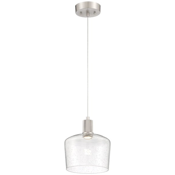 63141LEDD-BS/SDG Access Lighting Port Nine - 9W 1 LED Pendant In Transitional Style-9.25 Inches Tall and 9 Inches Wide-Brushed Steel Finish-Seeded