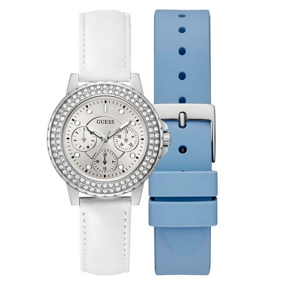 GUESS Women's 36mm Watch - Interchangeable Straps Strap White Dial Silver Tone Case