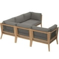 thumbnail image 3 of Lounge Sectional Sofa Set, Grey Gray Natural, Teak Wood, Outdoor Patio Balcony Cafe Bistro Garden Hospitality Restaurant, Modern Contemporary HB34460, 3 of 11
